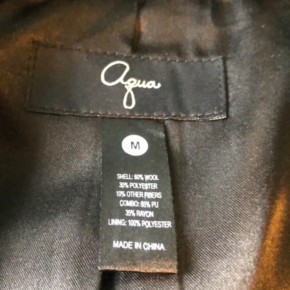 Bloomingdales Aqua black wool/vegan leather coat M - Picture 3 of 10